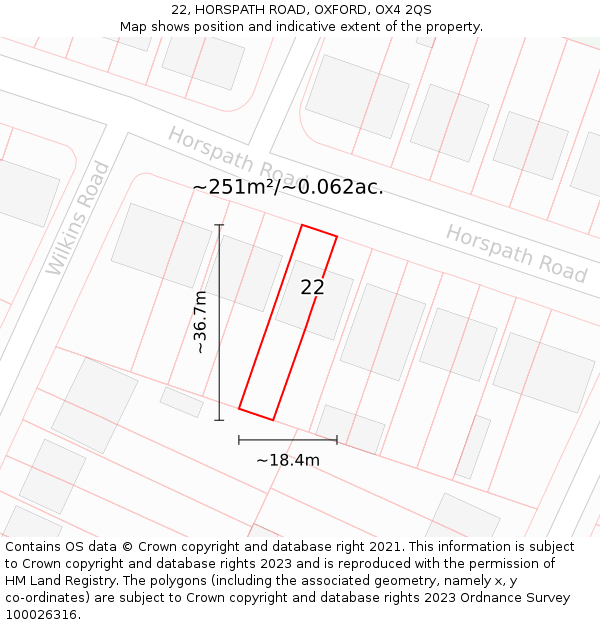 22, HORSPATH ROAD, OXFORD, OX4 2QS: Plot and title map