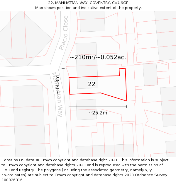 22, MANHATTAN WAY, COVENTRY, CV4 9GE: Plot and title map