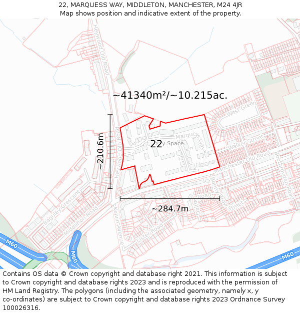 22, MARQUESS WAY, MIDDLETON, MANCHESTER, M24 4JR: Plot and title map