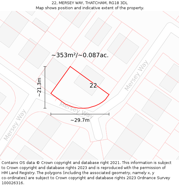 22, MERSEY WAY, THATCHAM, RG18 3DL: Plot and title map