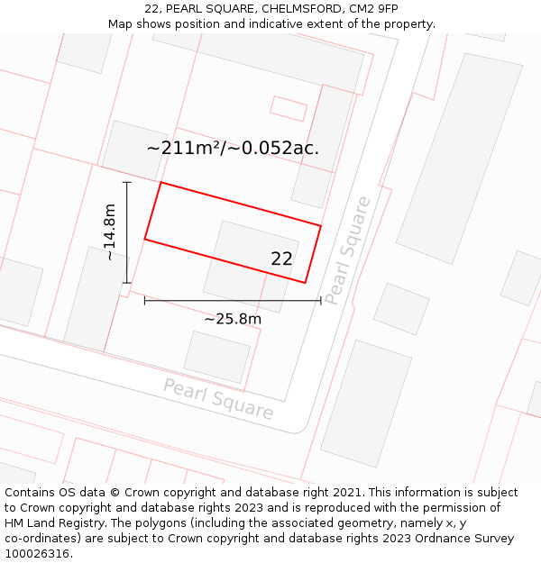 22, PEARL SQUARE, CHELMSFORD, CM2 9FP: Plot and title map