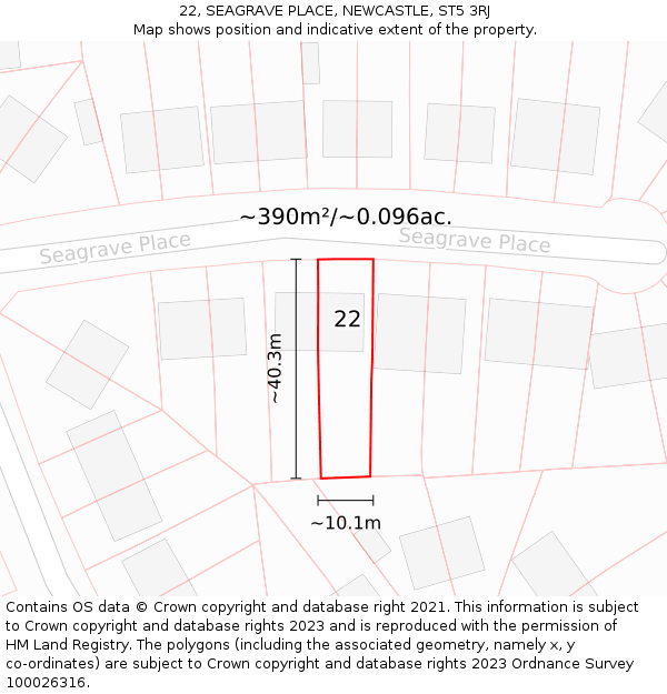 22, SEAGRAVE PLACE, NEWCASTLE, ST5 3RJ: Plot and title map