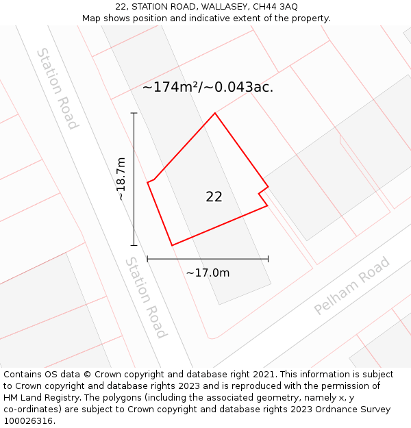 22, STATION ROAD, WALLASEY, CH44 3AQ: Plot and title map