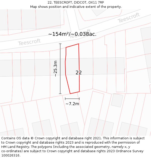 22, TEESCROFT, DIDCOT, OX11 7RP: Plot and title map
