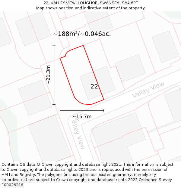 22, VALLEY VIEW, LOUGHOR, SWANSEA, SA4 6PT: Plot and title map