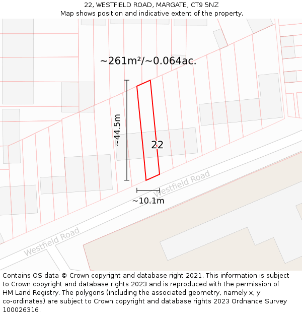 22, WESTFIELD ROAD, MARGATE, CT9 5NZ: Plot and title map