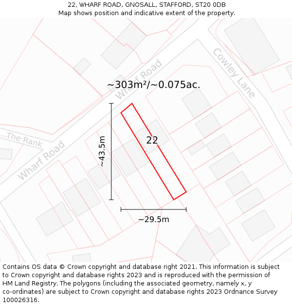 22, WHARF ROAD, GNOSALL, STAFFORD, ST20 0DB: Plot and title map