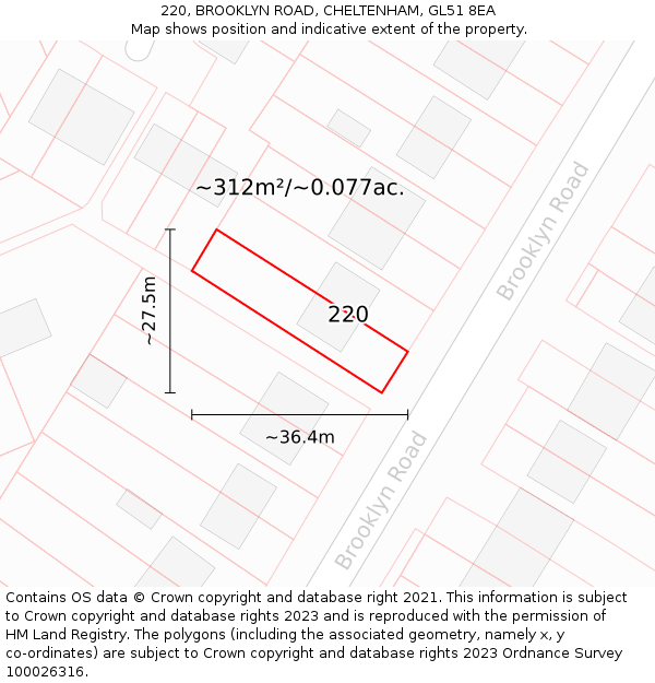 220, BROOKLYN ROAD, CHELTENHAM, GL51 8EA: Plot and title map