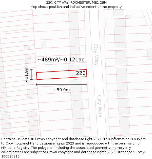 220, CITY WAY, ROCHESTER, ME1 2BN: Plot and title map