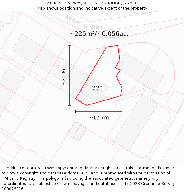 221, MINERVA WAY, WELLINGBOROUGH, NN8 3TT: Plot and title map