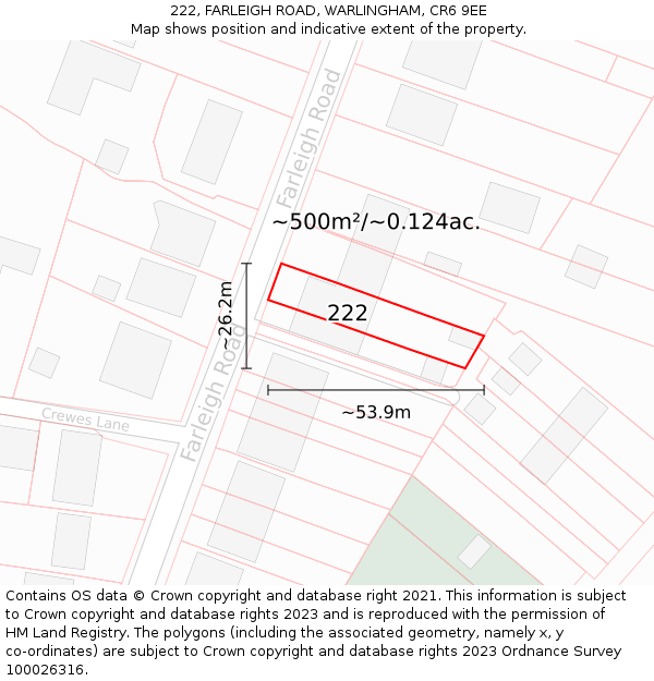 222, FARLEIGH ROAD, WARLINGHAM, CR6 9EE: Plot and title map