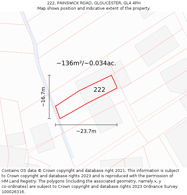 222, PAINSWICK ROAD, GLOUCESTER, GL4 4PH: Plot and title map