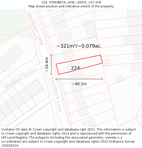 224, STAINBECK LANE, LEEDS, LS7 2HE: Plot and title map