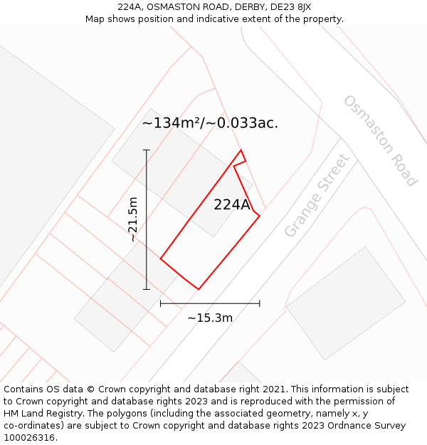 224A, OSMASTON ROAD, DERBY, DE23 8JX: Plot and title map