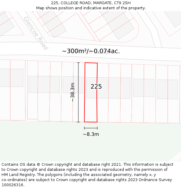 225, COLLEGE ROAD, MARGATE, CT9 2SH: Plot and title map