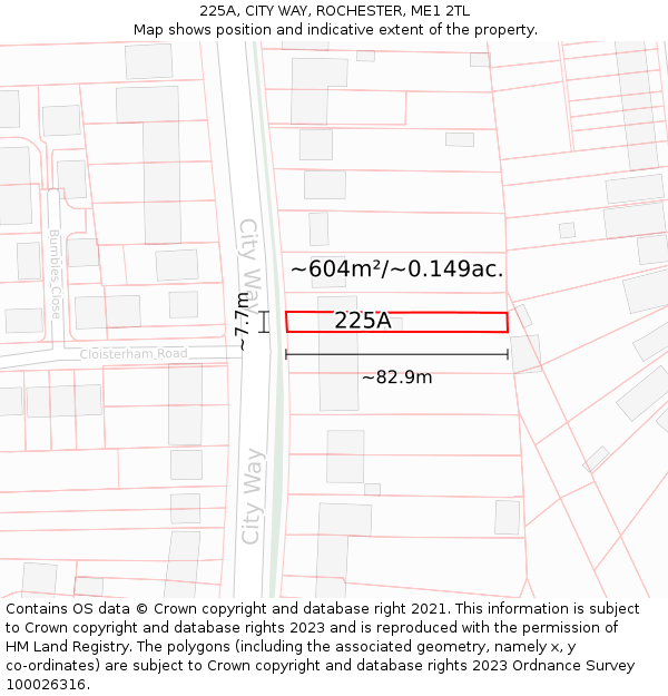 225A, CITY WAY, ROCHESTER, ME1 2TL: Plot and title map