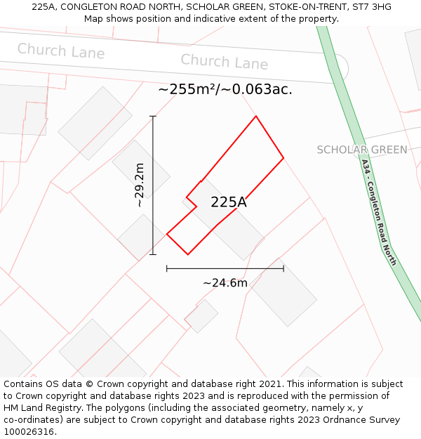 225A, CONGLETON ROAD NORTH, SCHOLAR GREEN, STOKE-ON-TRENT, ST7 3HG: Plot and title map