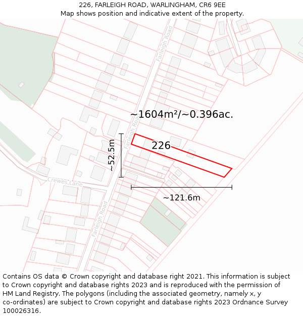 226, FARLEIGH ROAD, WARLINGHAM, CR6 9EE: Plot and title map