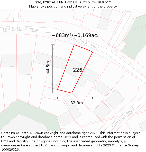 226, FORT AUSTIN AVENUE, PLYMOUTH, PL6 5NY: Plot and title map