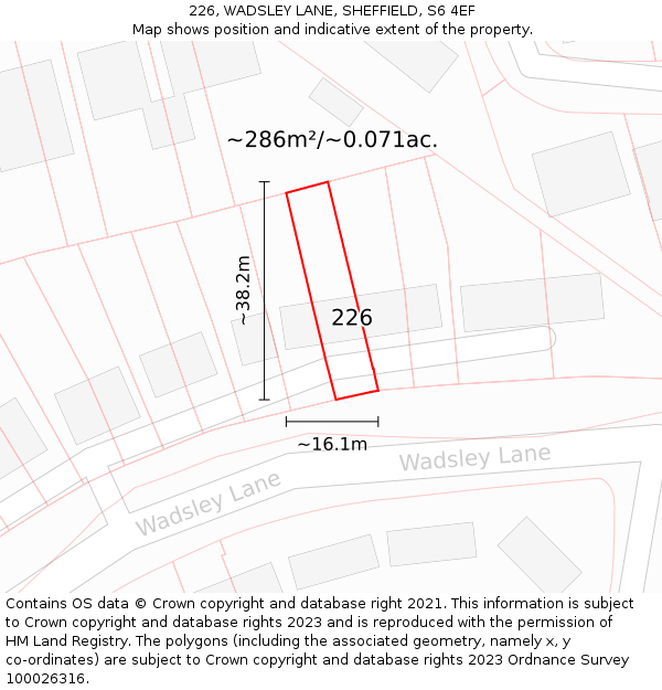 226, WADSLEY LANE, SHEFFIELD, S6 4EF: Plot and title map