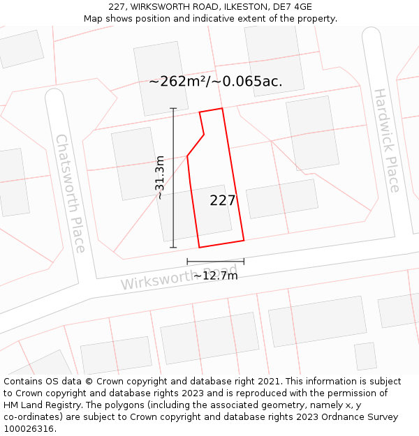 227, WIRKSWORTH ROAD, ILKESTON, DE7 4GE: Plot and title map