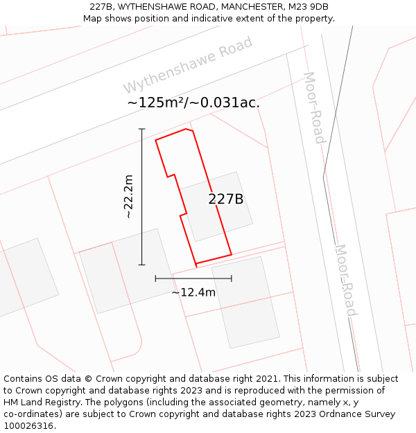 227B, WYTHENSHAWE ROAD, MANCHESTER, M23 9DB: Plot and title map