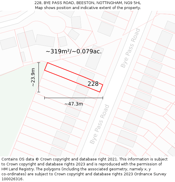 228, BYE PASS ROAD, BEESTON, NOTTINGHAM, NG9 5HL: Plot and title map