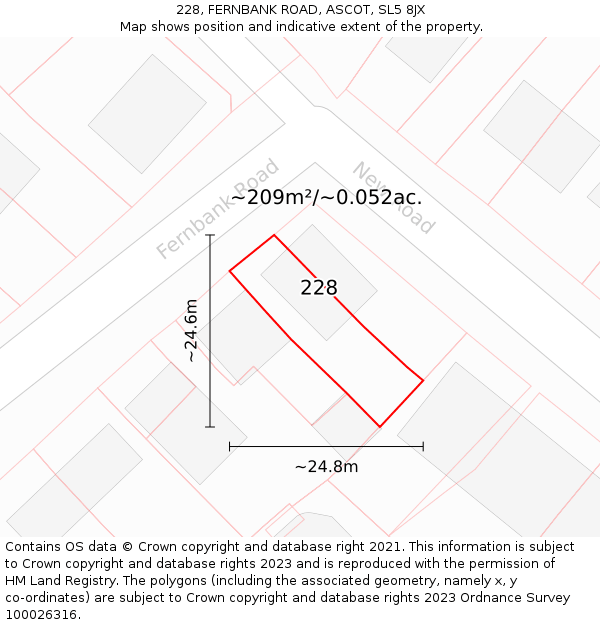 228, FERNBANK ROAD, ASCOT, SL5 8JX: Plot and title map