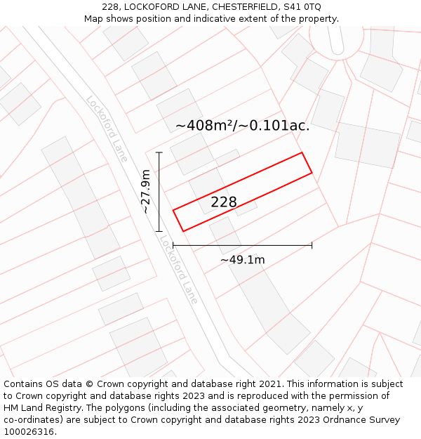 228, LOCKOFORD LANE, CHESTERFIELD, S41 0TQ: Plot and title map