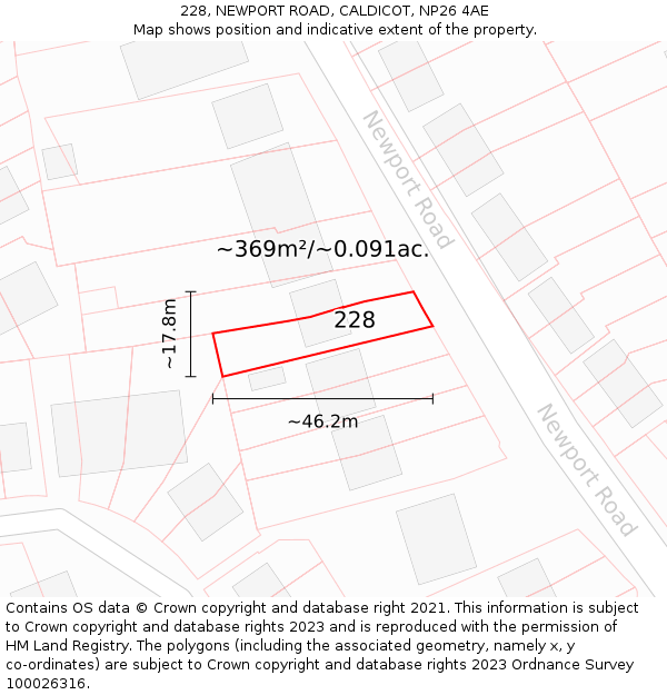 228, NEWPORT ROAD, CALDICOT, NP26 4AE: Plot and title map