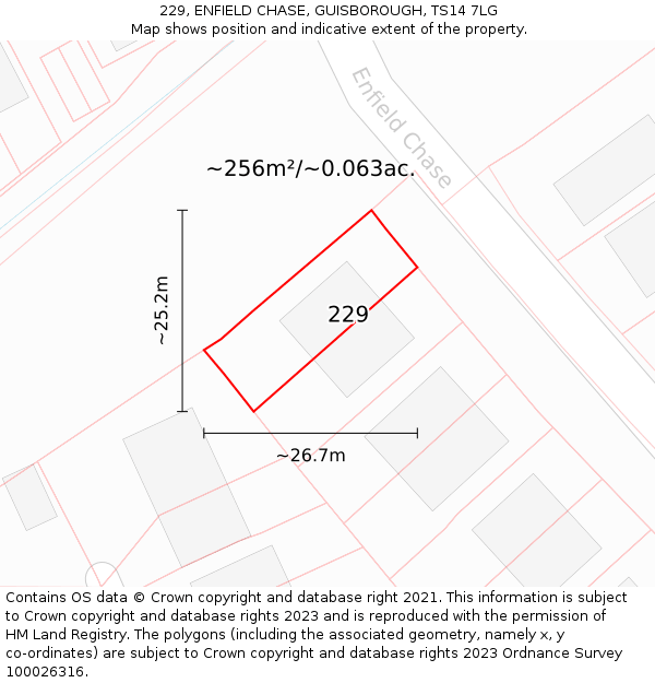 229, ENFIELD CHASE, GUISBOROUGH, TS14 7LG: Plot and title map