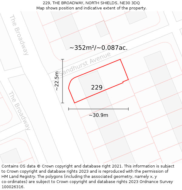 229, THE BROADWAY, NORTH SHIELDS, NE30 3DQ: Plot and title map