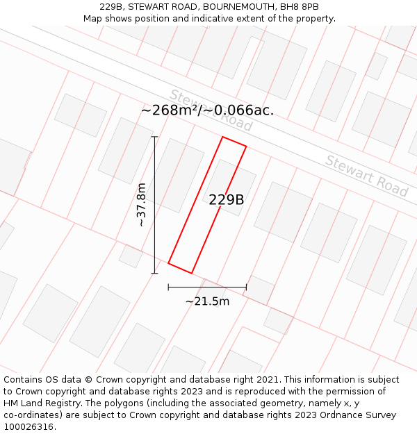 229B, STEWART ROAD, BOURNEMOUTH, BH8 8PB: Plot and title map