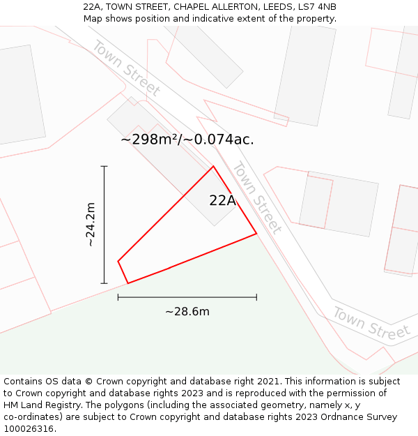 22A, TOWN STREET, CHAPEL ALLERTON, LEEDS, LS7 4NB: Plot and title map