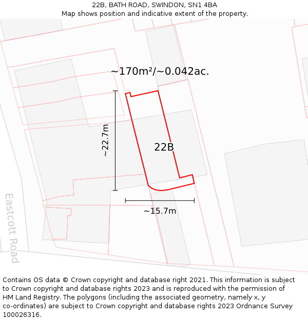 22B, BATH ROAD, SWINDON, SN1 4BA: Plot and title map