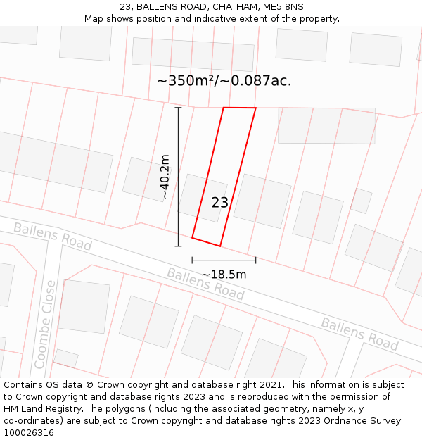 23, BALLENS ROAD, CHATHAM, ME5 8NS: Plot and title map