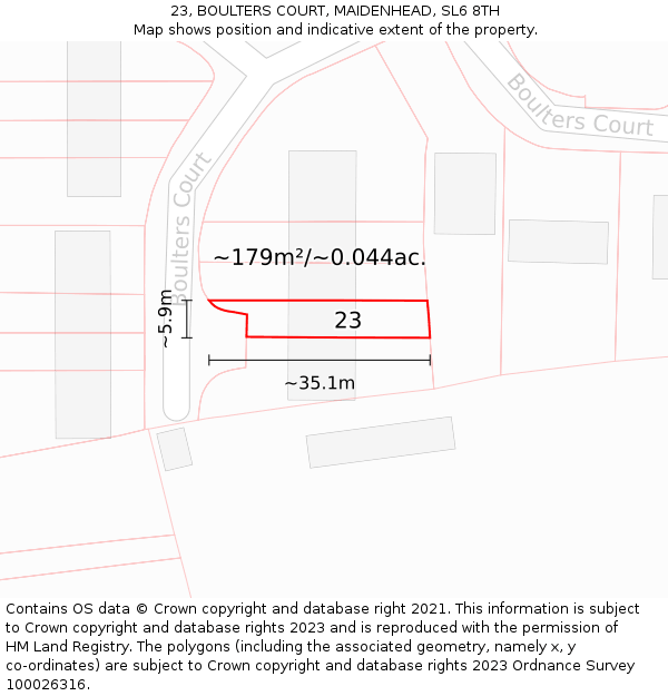 23, BOULTERS COURT, MAIDENHEAD, SL6 8TH: Plot and title map