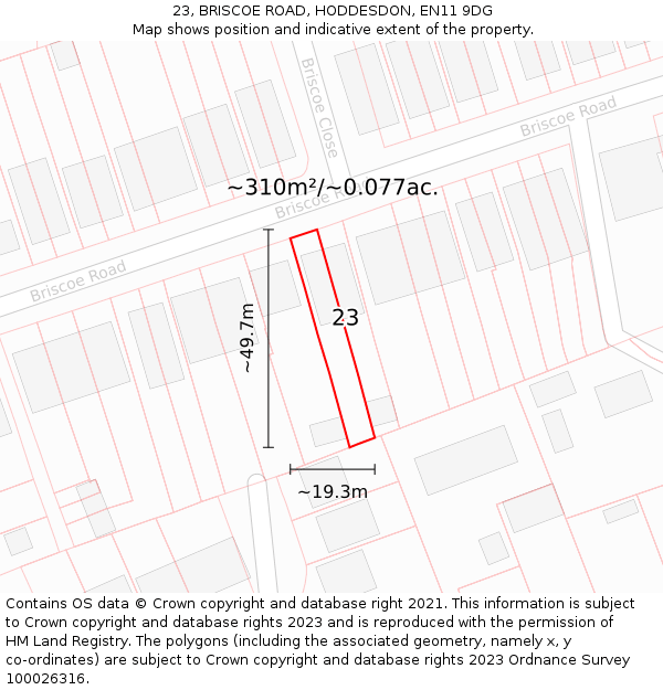 23, BRISCOE ROAD, HODDESDON, EN11 9DG: Plot and title map