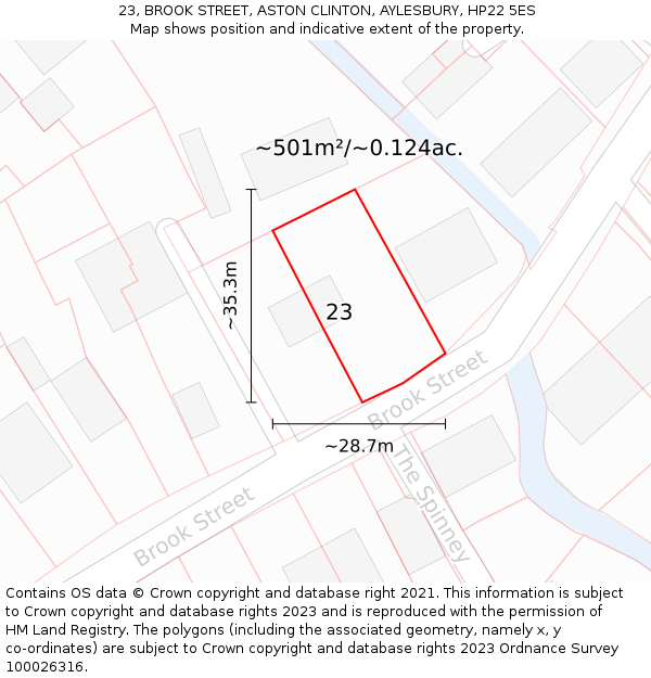 23, BROOK STREET, ASTON CLINTON, AYLESBURY, HP22 5ES: Plot and title map