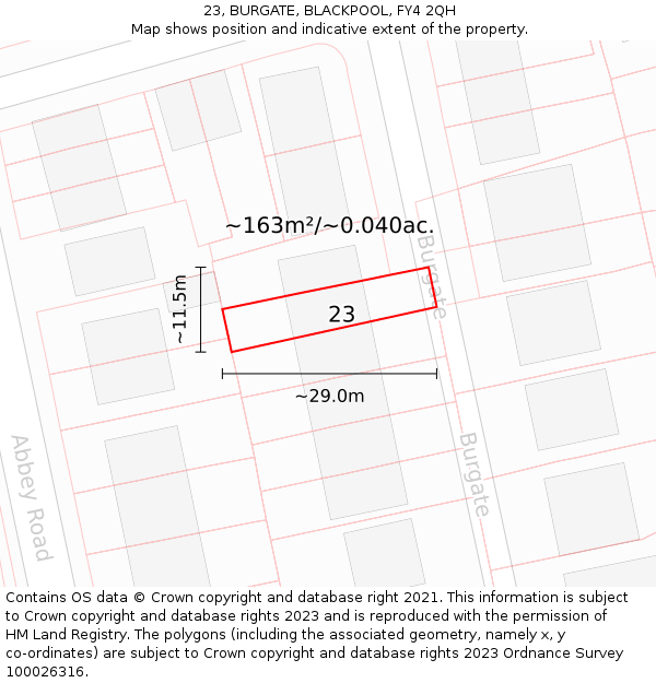 23, BURGATE, BLACKPOOL, FY4 2QH: Plot and title map