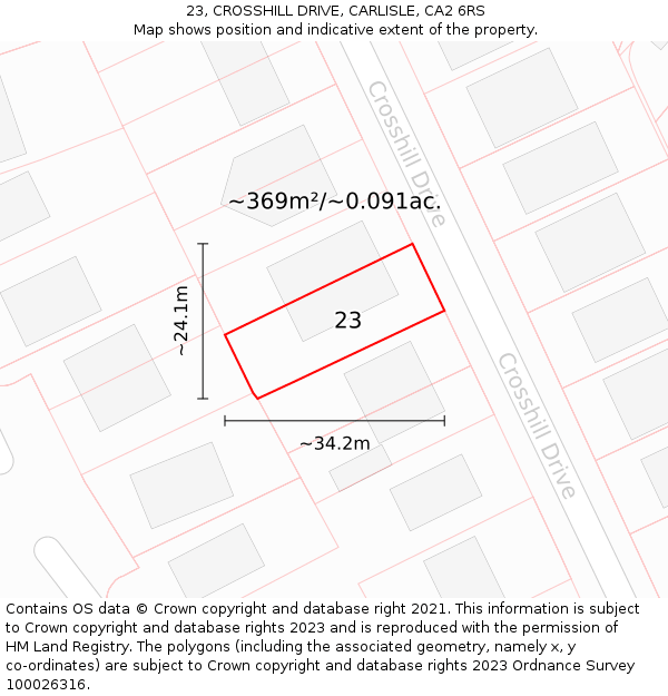 23, CROSSHILL DRIVE, CARLISLE, CA2 6RS: Plot and title map