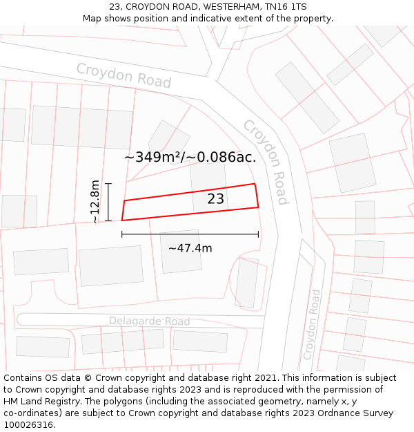 23, CROYDON ROAD, WESTERHAM, TN16 1TS: Plot and title map