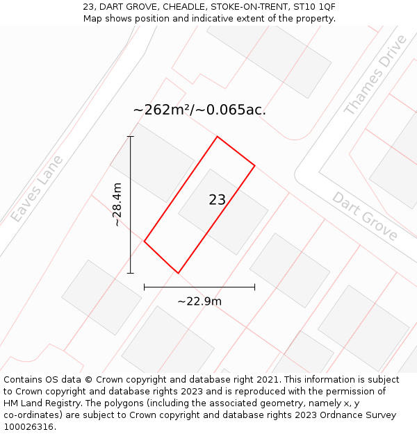 23, DART GROVE, CHEADLE, STOKE-ON-TRENT, ST10 1QF: Plot and title map