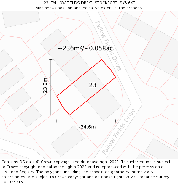 23, FALLOW FIELDS DRIVE, STOCKPORT, SK5 6XT: Plot and title map