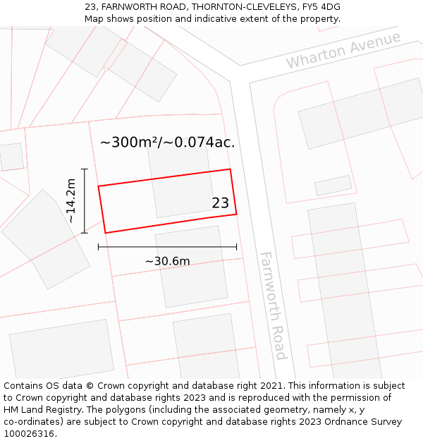 23, FARNWORTH ROAD, THORNTON-CLEVELEYS, FY5 4DG: Plot and title map