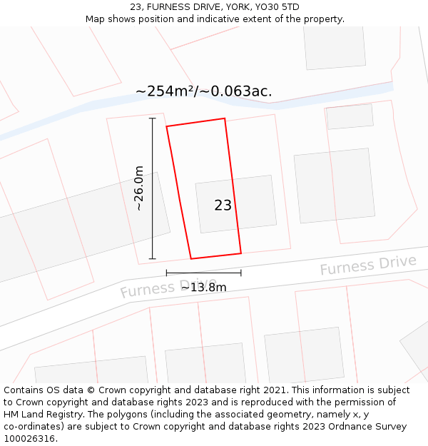 23, FURNESS DRIVE, YORK, YO30 5TD: Plot and title map