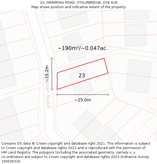 23, GRAMPIAN ROAD, STOURBRIDGE, DY8 4UE: Plot and title map