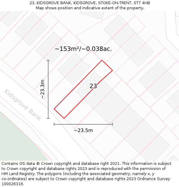 23, KIDSGROVE BANK, KIDSGROVE, STOKE-ON-TRENT, ST7 4HB: Plot and title map