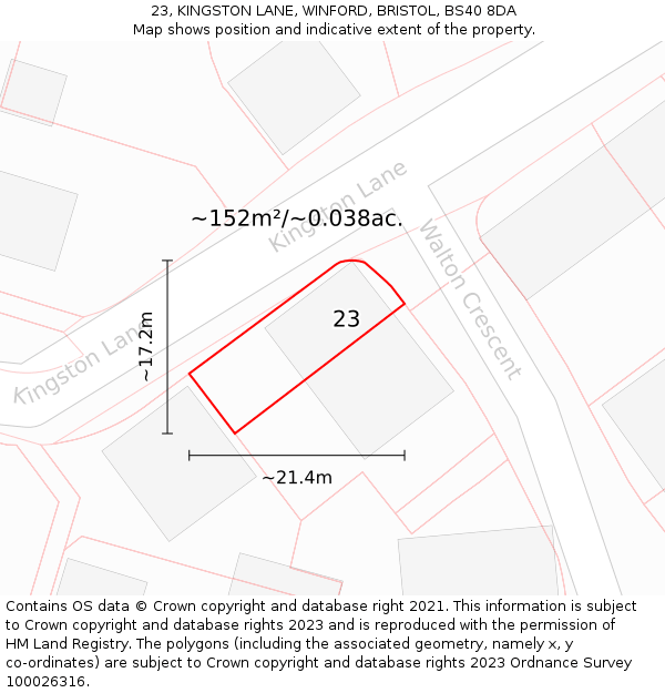 23, KINGSTON LANE, WINFORD, BRISTOL, BS40 8DA: Plot and title map