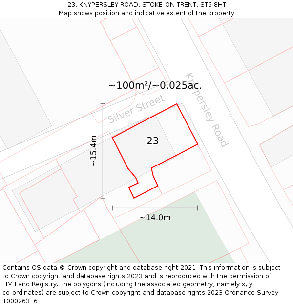 23, KNYPERSLEY ROAD, STOKE-ON-TRENT, ST6 8HT: Plot and title map